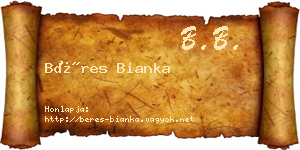 Béres Bianka névjegykártya