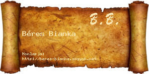Béres Bianka névjegykártya